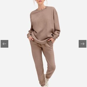 MATE the label, Cozy Taupe Sweatshirt and Joggers Set, XS